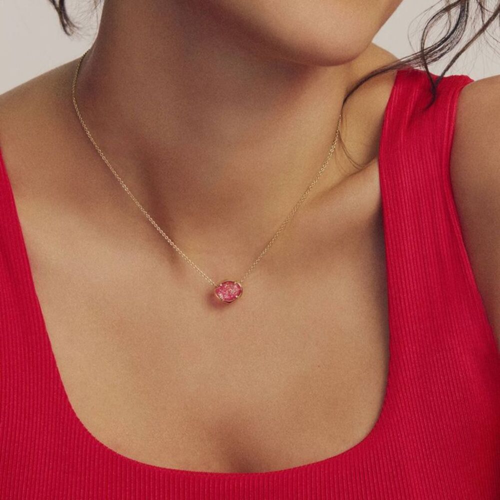 Kendra Scott -  Henley Pendant In - Gold/Hot Pink Glitter One Size - Picture 3 of 3